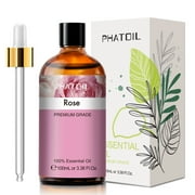 PHATOIL Rose Essential Oils 100% Pure Natural Perfect for Aromatherapy Diffusers, Humidifiers, Skin Care, Relaxation, Great for DIY Candle and Soap Making - 100ml/3.38 fl.Oz