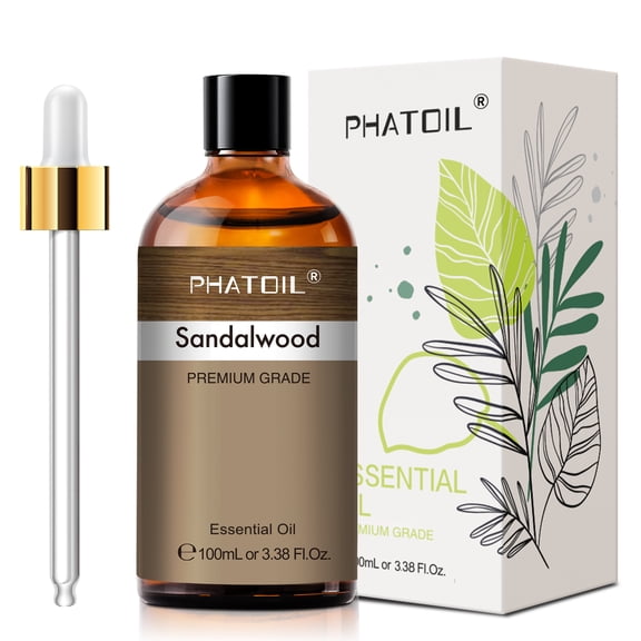 PHATOIL 3.38 Fl Oz Sandalwood Essential Oil for Diffuser, Face, Skin Care, Aromatherapy, Hair Care, Scalp and Body Massage
