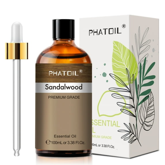 PHATOIL 3.38 Fl Oz Sandalwood Essential Oil for Diffuser, Face, Skin Care, Aromatherapy, Hair Care, Scalp and Body Massage
