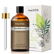 PHATOIL Sandalwood Essential Oils Perfect for Aromatherapy Diffusers, Humidifiers, Skin Care, Massage, Great for DIY Candle and Soap Making 100ml/3.38 fl.Oz