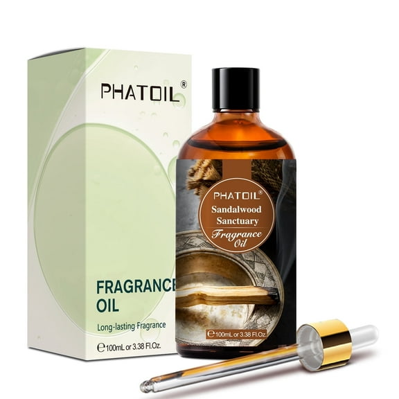PHATOIL Premium Grade Fragrance Oil Sandalwood Essential Oil for Soap & Candle Making, Aromatherapy, 100ml, Sandalwood Sanctuary Scents