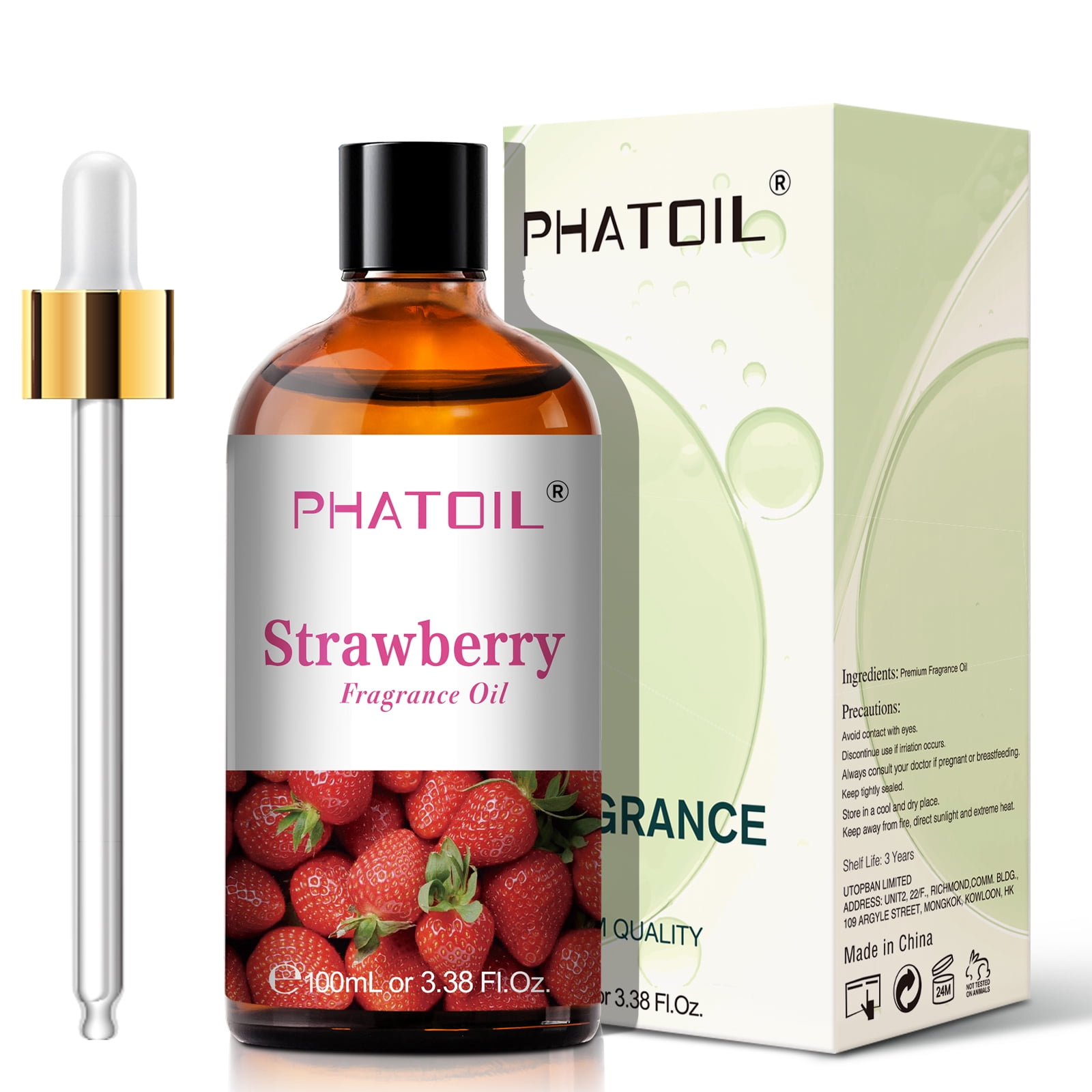 10 ml. Strawberry Body Oil Premium Quality Uncut Fragrance Oil 1 Ounce  (Pack of 1)