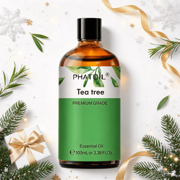 PHATOIL 100ML Tea Tree Essential Oil for Diffuser, Skin, Hair, Carrier Oil Blend, Aromatherapy, Soap and Candle Making