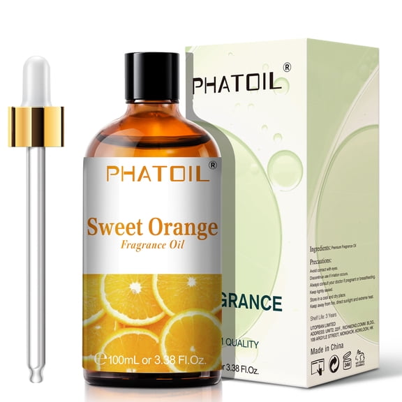 PHATOIL Sweet Orange Essential Oils Fruit Scented Oil 100ml, Fragrance Oil for Candle Making, Soap Making, Diffuser Oil