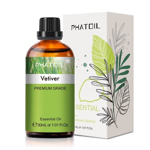 PHATOIL Vetiver Essential Oils for Diffusers Humidifier 100% Pure Natural Aromatherapy Massage Bath Sleep Relaxation 30ml/1.01 fl.Oz
