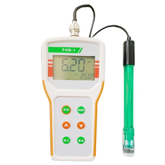 PHB-1 Handheld PH Meter Portable Digital PH Tester 0.01 Accuracy with Temperature Sensor for Water Lab Pool