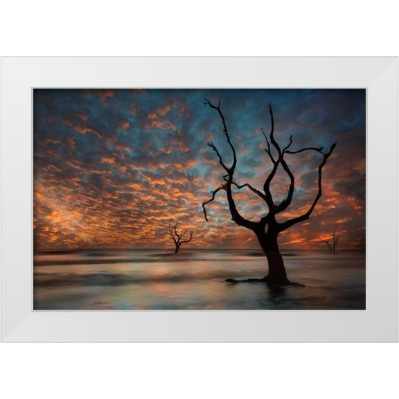 PHBurchett  14x11 White Modern Wood Framed Museum Art Print Titled - Water and Land V