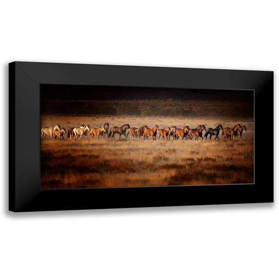 PHBurchett 14x9 Black Modern Framed Museum Art Print Titled - Horse Run VII