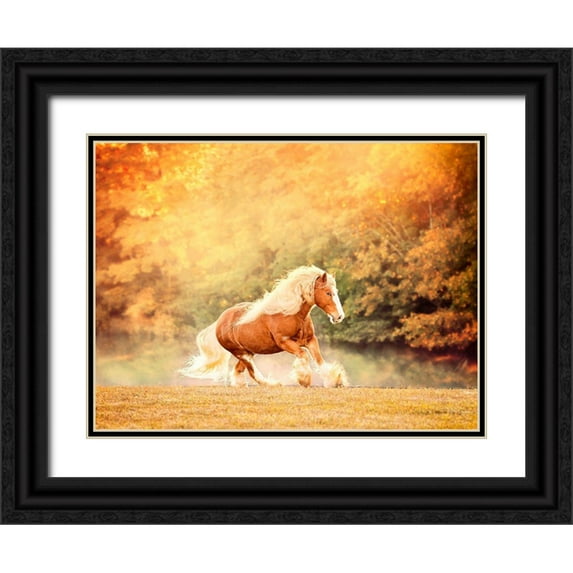 PHBurchett 18x15 Black Ornate Wood Framed with Double Matting Museum Art Print Titled - Horse Motion II