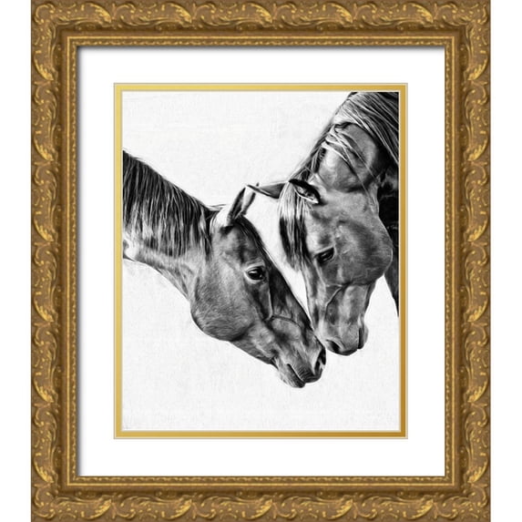 PHBurchett 20x24 Gold Ornate Wood Framed with Double Matting Museum Art Print Titled - Equine Portrait VI