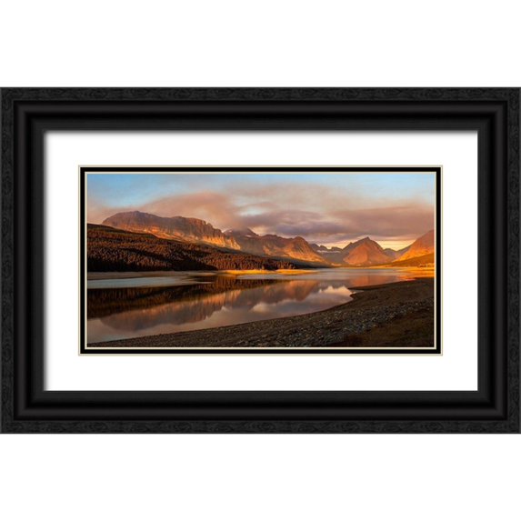 PHBurchett 32x18 Black Ornate Wood Framed with Double Matting Museum Art Print Titled - Water and Land IX