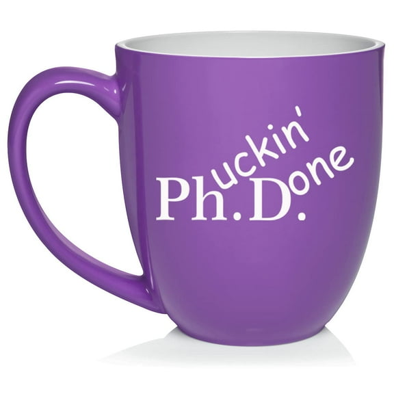PHD Phuckin Done Graduation Gift Student Funny Ceramic Coffee Mug Tea Cup Gift for Her, Him, Friend, Coworker, Wife, Husband (16oz Purple)