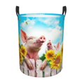 thumbnail image 1 of PHELIKA 3d Pigs Sunflower Hanging On Fence Welcome 01 Laundry Basket 65L Large Foldable Round For Dirty Clothes Toy Storage, 1 of 6