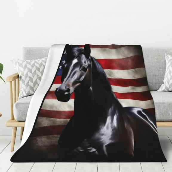 PHELIKA American Flag Dark Horse 02 Soft Throw Blanket Lightweight Flannel Fleece Blanket For Couch Bed Sofa Travelling Camping For Kids Adults 40x50 Inch