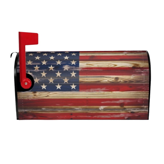 PHELIKA American Flag Painted On Wood 01 Magnetic Mailbox Covers Standard Size 25.5"H x 21"W