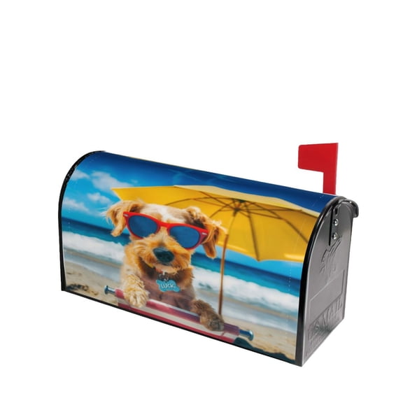 PHELIKA Animal Dog Summer Sea Beach 01 Magnetic Mailbox Covers Post Letter Box Cover Standard Size 21"H x 18"W