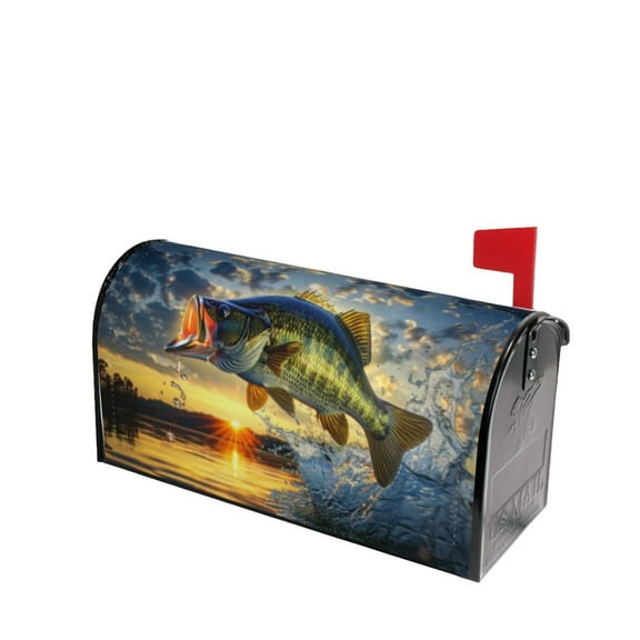 PHELIKA Bass Fish Jumping 06 Magnetic Mailbox Covers Standard Size 21"H x 18"W