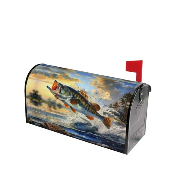 PHELIKA Bass Fish Jumping 09 Magnetic Mailbox Covers Standard Size 25.5"H x 21"W