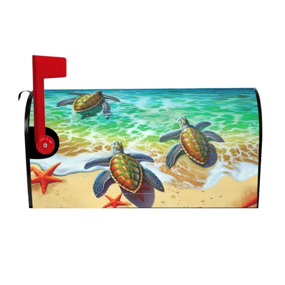 PHELIKA Beach Sea Turtle 01 Mailbox Covers Magnetic Mailbox Wraps Post Letter Box Cover Mailwrap Garden Home Decor Standard Size 25.5"H x 21"W
