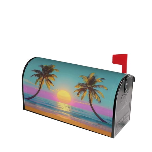 PHELIKA Beach Tropical Palm Tree Summer 05 Magnetic Mailbox Covers Post Letter Box Cover Standard Size 21"H x 18"W