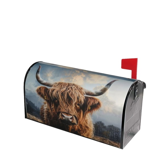 PHELIKA Beautiful Highland Cow 08 Magnetic Mailbox Covers Post Letter Box Cover Standard Size 25.5"H x 21"W