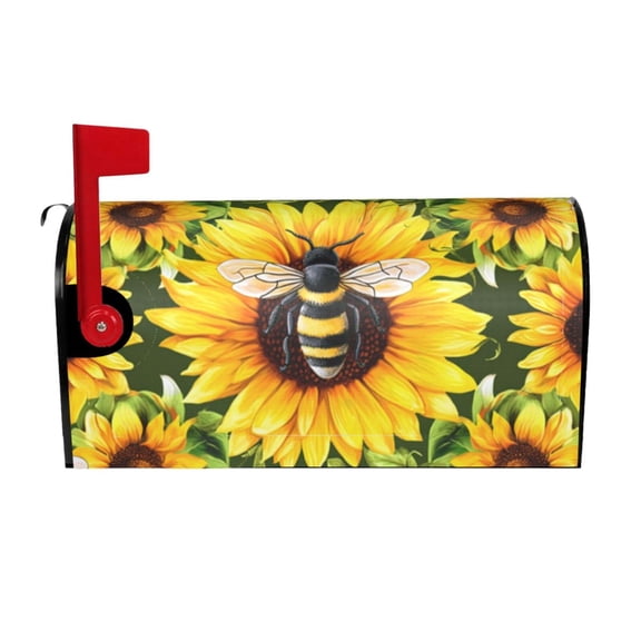 PHELIKA Bee and Sunflower Magnetic Mailbox Covers Standard Size 25.5"H x 21"W