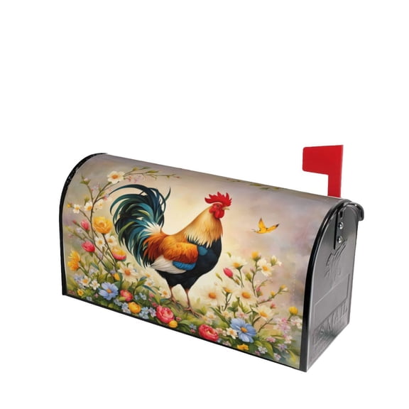 PHELIKA Birds Lovely Rooster Spring Flowers Magnetic Mailbox Covers Standard Size 25.5"H x 21"W