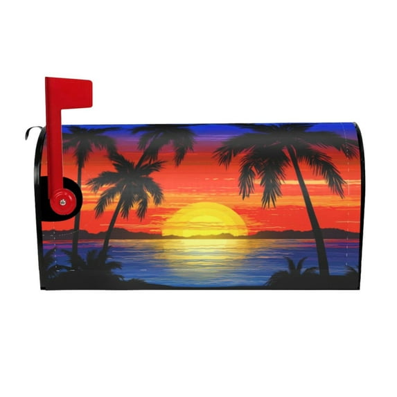 PHELIKA Blossom Floral Palm Trees At Sunset 04 Mailbox Covers Magnetic Mailbox Wraps Post Letter Box Cover Mailwrap Garden Home Decor Standard Size 21"H x 18"W