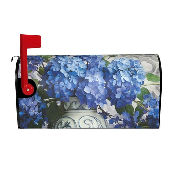 PHELIKA Blue Hydrangeas 03 Magnetic Mailbox Covers Standard Size 21"H x 18"W