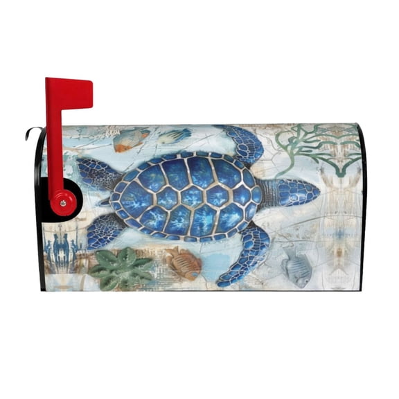 PHELIKA Blue Sea Turtle 01 Magnetic Mailbox Covers Standard Size 21"H x 18"W