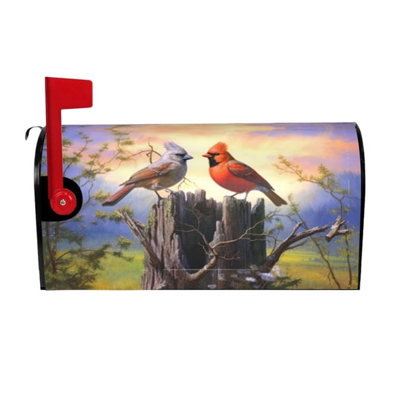 PHELIKA Cardinals Autumn Tree Stake 02 Magnetic Mailbox Covers Standard Size 21"H x 18"W