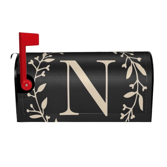 PHELIKA Classic Monogram Letter N Magnetic Mailbox Covers Post Letter Box Cover Standard Size 25.5H x 21W