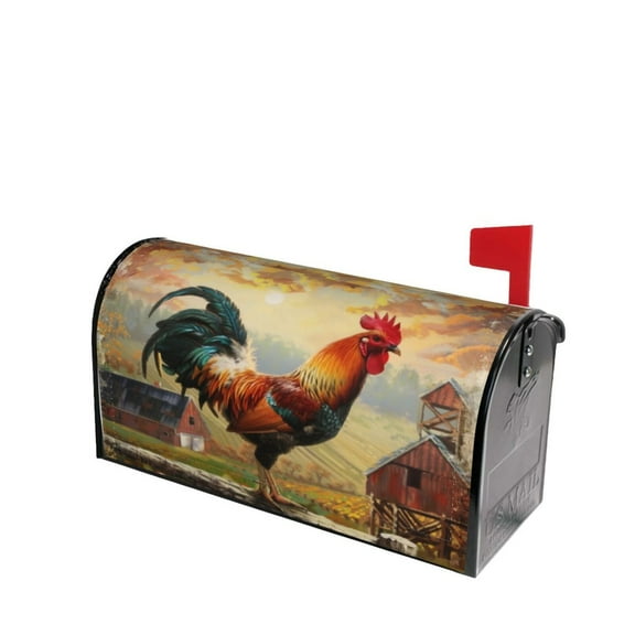 PHELIKA Country Farm Morning Rooster 01 Magnetic Mailbox Covers Post Letter Box Cover Standard Size 25.5"H x 21"W