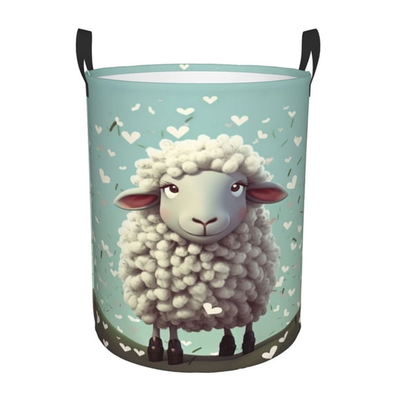 PHELIKA Cute And Gentle Alpaca Sheep 01 Laundry Basket 65L Large Foldable Round For Dirty Clothes Toy Storage