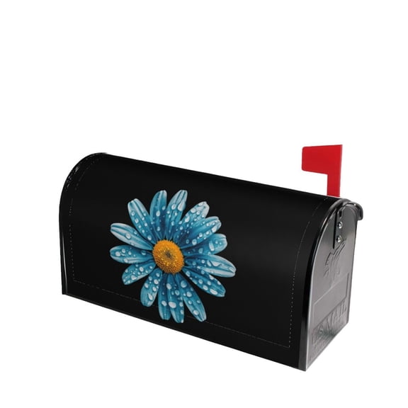 PHELIKA Dark Blue Turquoise Chamomile Flower 02 Magnetic Mailbox Covers Post Letter Box Cover Standard Size 25.5"H x 21"W