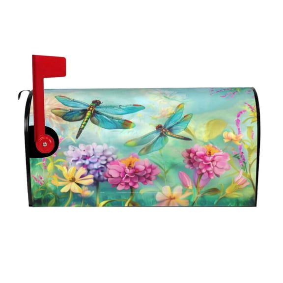 PHELIKA Dragonfly Garden Spring 01 Magnetic Mailbox Covers Standard Size 25.5"H x 21"W