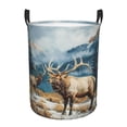 thumbnail image 1 of PHELIKA Elk In Snow 02 Laundry Basket 65L Large Foldable Round For Dirty Clothes Toy Storage, 1 of 6