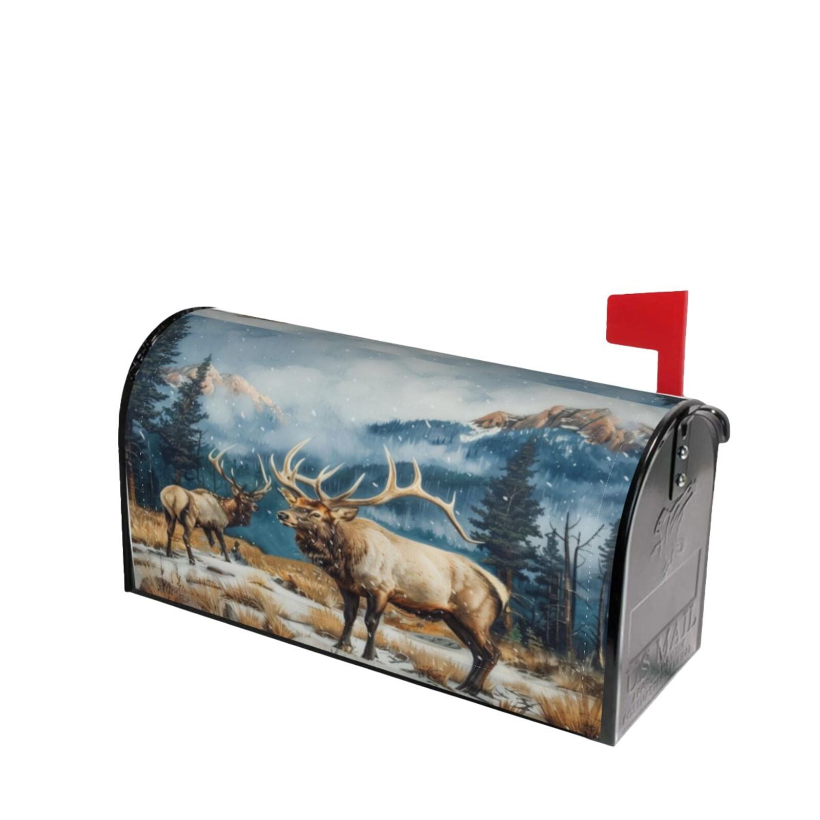 PHELIKA Elk In Snow 02 Mailbox Covers Post Letter Box Cover