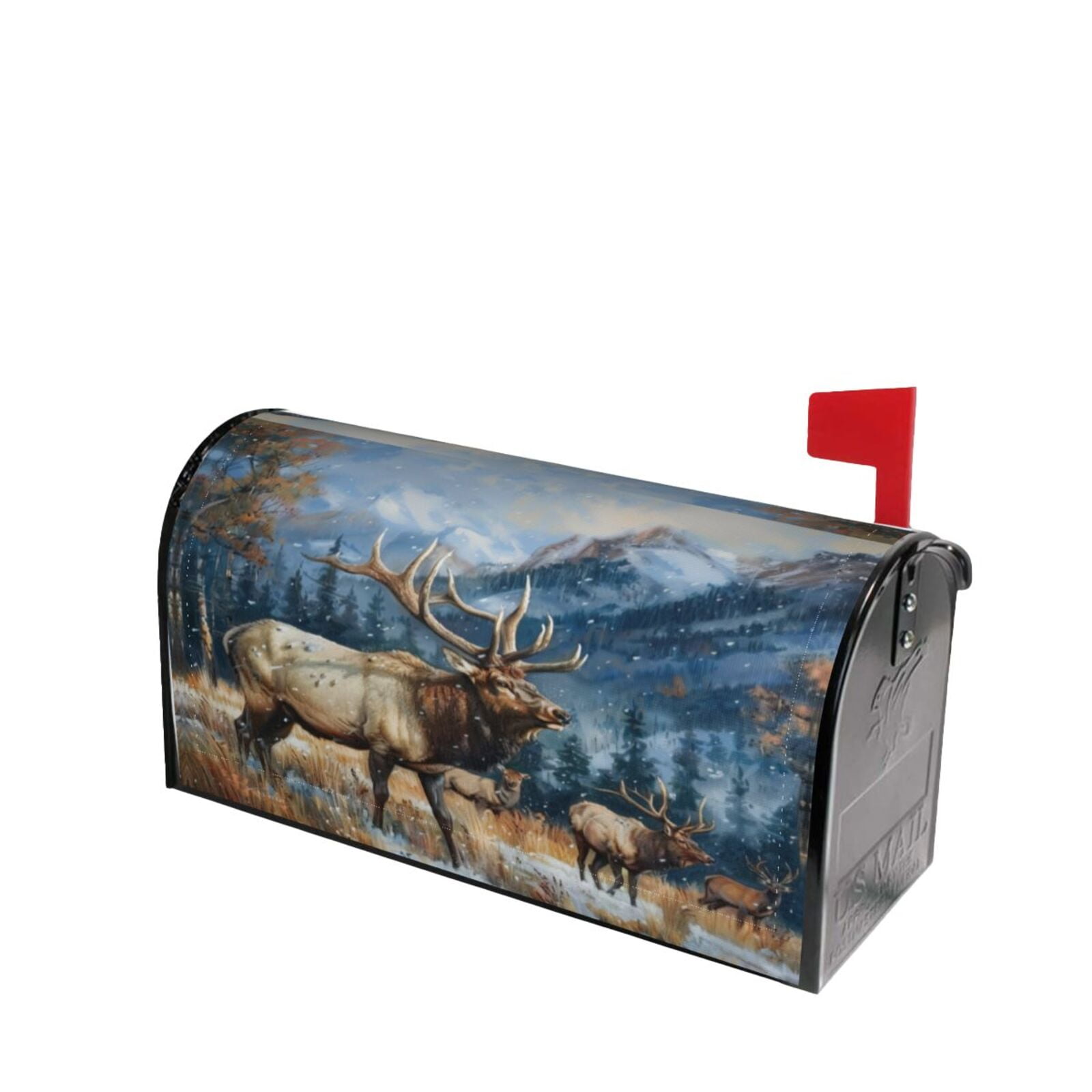 PHELIKA Elk In Snow 04 Mailbox Covers Post Letter Box Cover