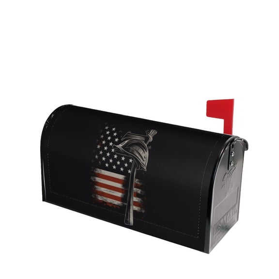 PHELIKA Fire Fighter American Flag Grunge Magnetic Mailbox Covers Post Letter Box Cover Standard Size 25.5"H x 21"W