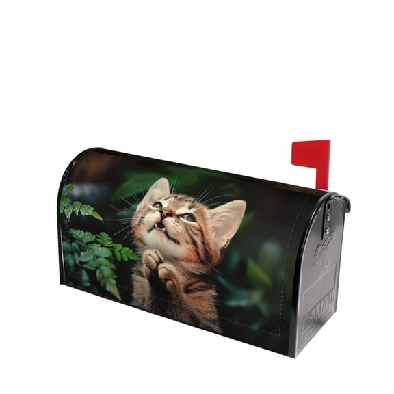 PHELIKA Funny Cat Magnetic Mailbox Covers Post Letter Box Cover Standard Size 21"H x 18"W