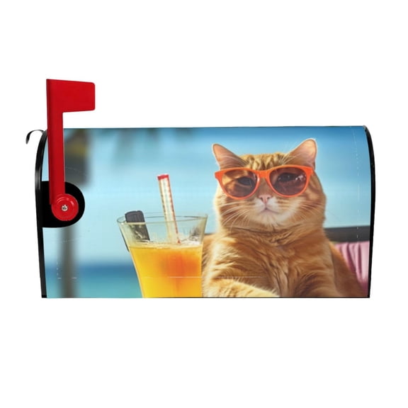 PHELIKA Funny Cat Wearing Sunglasses 04 Magnetic Mailbox Covers Standard Size 25.5"H x 21"W