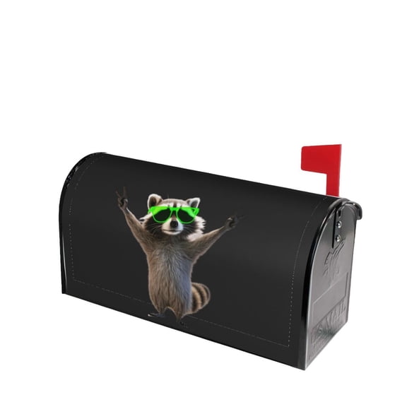 PHELIKA Funny Raccoon Green Sunglasses 04 Magnetic Mailbox Covers Post Letter Box Cover Standard Size 21"H x 18"W