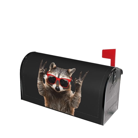 PHELIKA Funny Raccoon Red Sunglasses 01 Magnetic Mailbox Covers Post Letter Box Cover Standard Size 25.5"H x 21"W