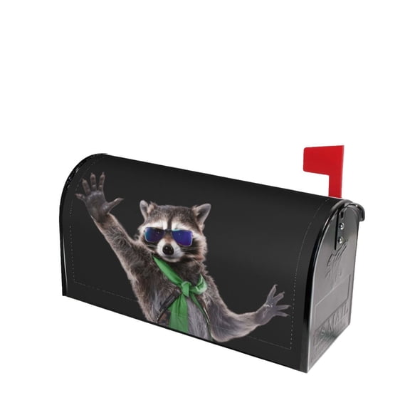 PHELIKA Funny Raccoon Red Sunglasses 02 Magnetic Mailbox Covers Post Letter Box Cover Standard Size 21"H x 18"W