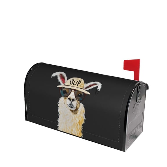 PHELIKA Funny Sup Llama 01 Magnetic Mailbox Covers Post Letter Box Cover Standard Size 21"H x 18"W