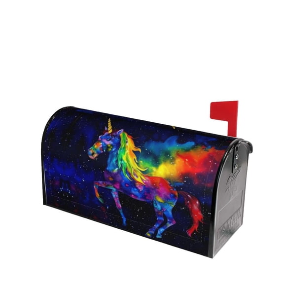 PHELIKA Galaxy Rainbow Unicorn 01 Magnetic Mailbox Covers Post Letter Box Cover Standard Size 21"H x 18"W