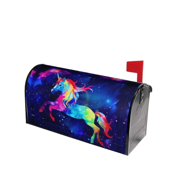 PHELIKA Galaxy Rainbow Unicorn 02 Magnetic Mailbox Covers Post Letter Box Cover Standard Size 21"H x 18"W