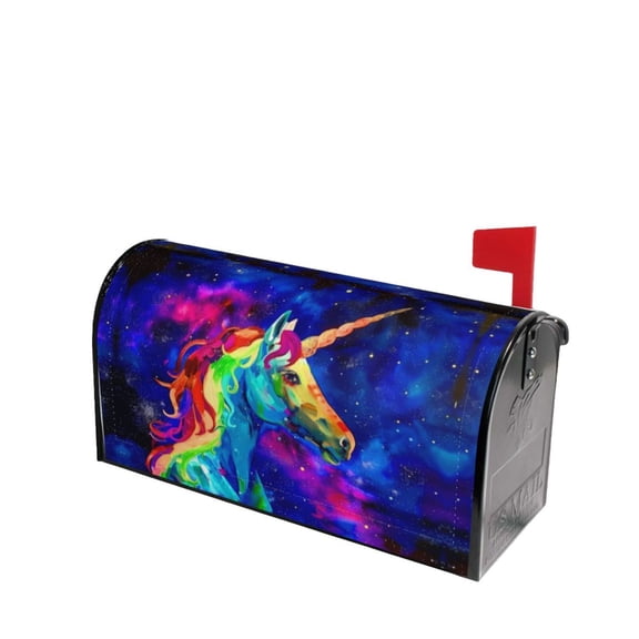PHELIKA Galaxy Rainbow Unicorn 06 Magnetic Mailbox Covers Post Letter Box Cover Standard Size 21"H x 18"W
