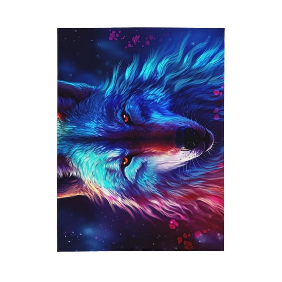 PHELIKA Galaxy Wolf Pink And Blue 04 All Season Soft Throw Blanket Lightweight Flannel Fleece Blankets 50"x40"
